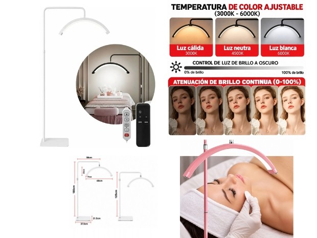 &ua LAMPARA MEDIA LUNA PIE 1,8MTS 3 TONOS DE COLORES LED-C9874